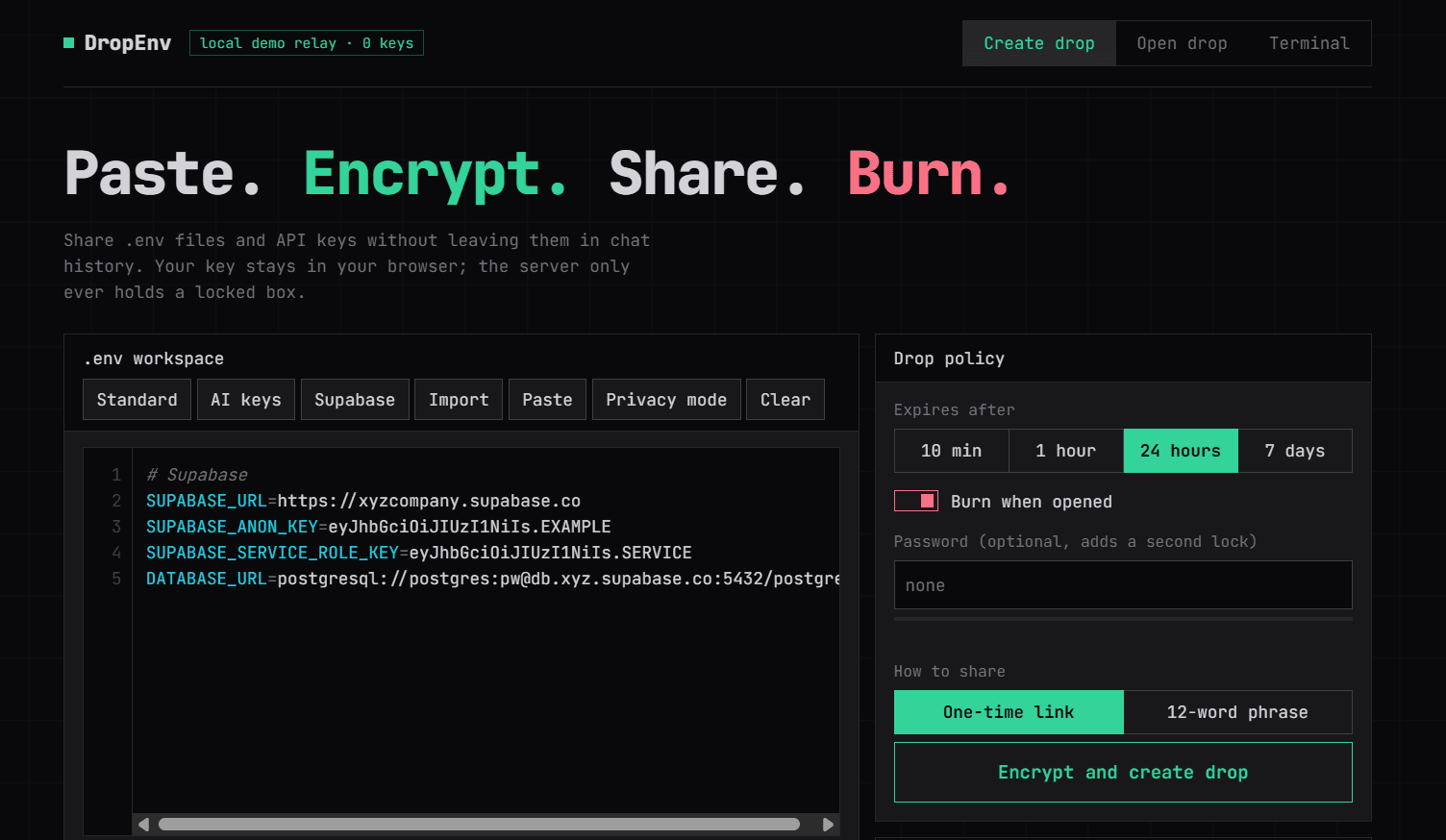 DropEnv preview